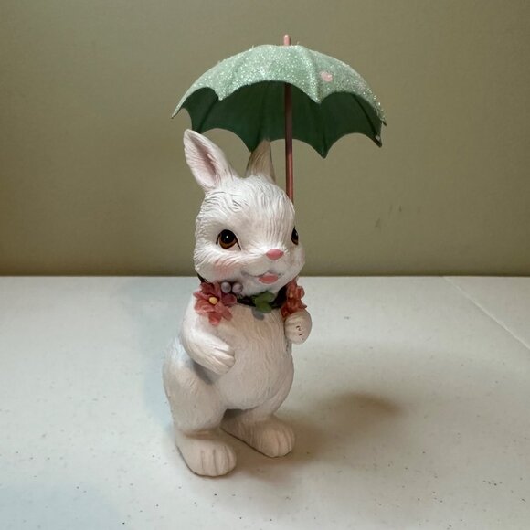 Easter Bunny holding Umbrella Figurine Spring bunny Spring Showers decoration - Picture 10 of 13